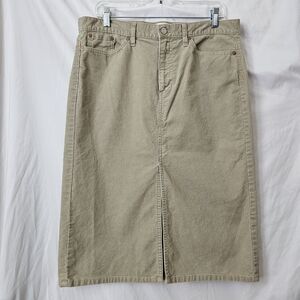 Vtg Y2K Gap Jeans Corduroy Midi Skirt Womens 12 Khaki 90s Grunge Beige Straight